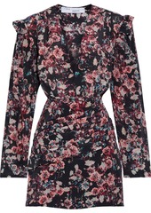 IRO - Merca pleated floral-print silk-georgette mini dress - Black - FR 40
