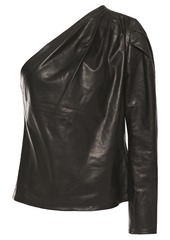 Iro Woman Molia One-sleeve Leather Top Black