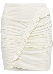 Iro Woman Oda Ruffle-trimmed Ruched Jersey Mini Skirt Ivory