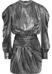 Iro Woman Odell Ruched Lamé Mini Dress Silver