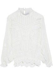 Iro Woman Orrie Crochet-trimmed Ruffled Broderie Anglaise Crepe Blouse Off-white