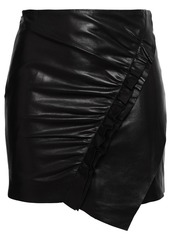 Iro Woman Ruched Leather Mini Skirt Black