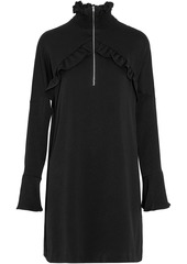 Iro Woman Ruffle-trimmed Gathered Crepe Turtleneck Mini Dress Black
