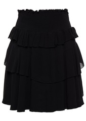 Iro Woman Sausetti Tiered Crepe De Chine Mini Skirt Black