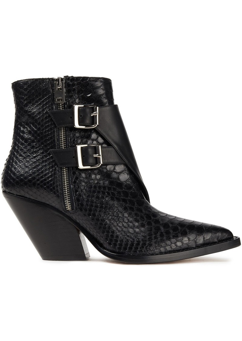 Iro Woman Smooth And Snake-effect Leather Ankle Boots Black