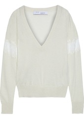 Iro Woman Sorgues Lace-trimmed Cotton And Silk-blend Sweater Ecru