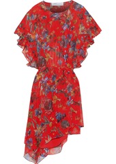 IRO - Submari ruffle-trimmed floral-print silk-georgette dress - Red - FR 36