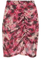 Iro Woman Thorn Ruched Floral-print Crepon Mini Skirt Red