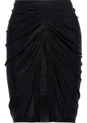 Iro Woman Tirda Ruched Metallic Textured-jersey Mini Skirt Black