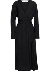 IRO - Antero wrap-effect satin-jacquard midi dress - Black - FR 38