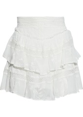Iro Woman Zuka Tiered Skirt-effect Broderie Anglaise Crepe Shorts Off-white