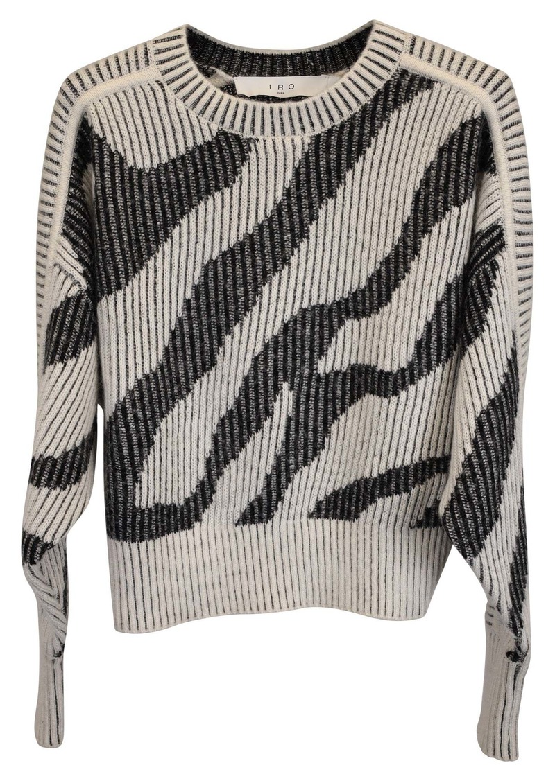 Iro Zebra Print Ribbed Jumper in White Wool