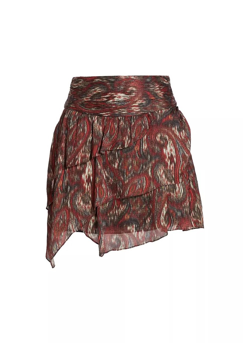 IRO Printed Silk Tiered Miniskirt