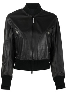 Isaac Mizrahi cropped leather bomber jacket