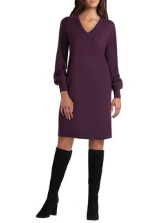 Isaac Mizrahi Heather Frozen Womens Ribbed Trim Knee Length Sweaterdress