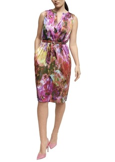 Isaac Mizrahi Split Neck Satin Dress