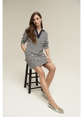 Isaac Mizrahi Women's Striped Knit Polo Dress - Whitepnk