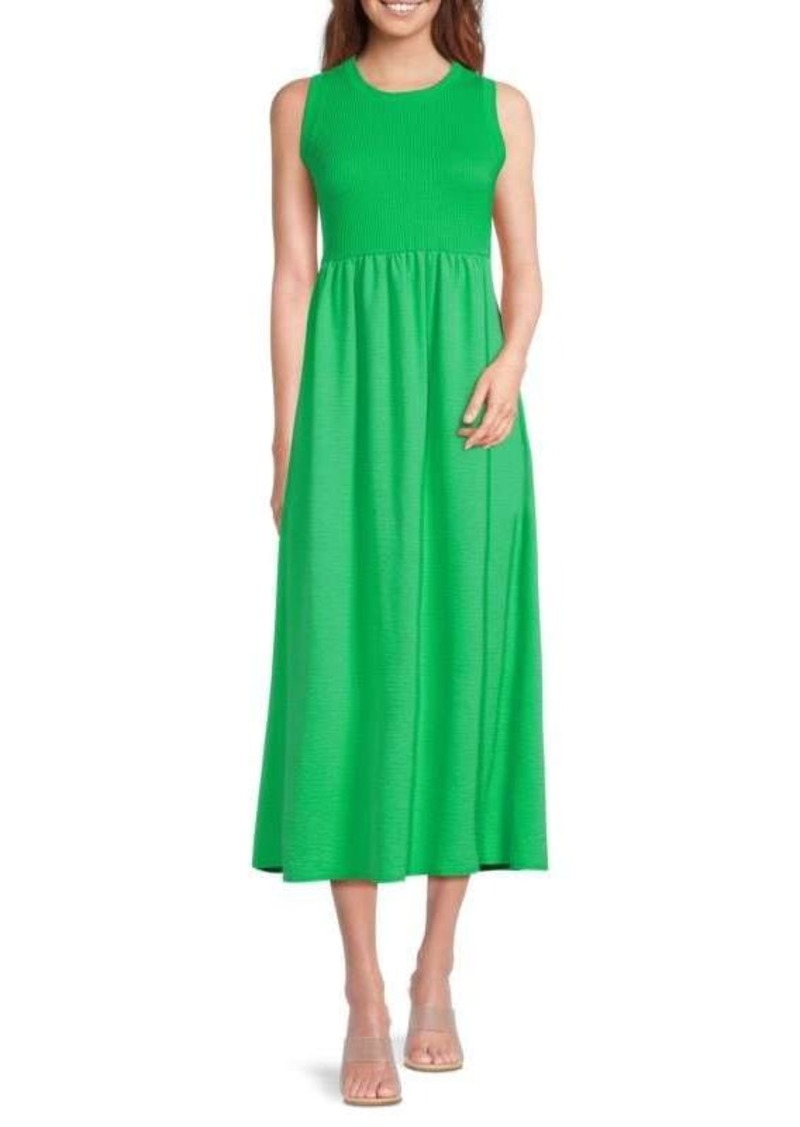 Isaac Mizrahi Urban Partial Ribbed Midi Dress