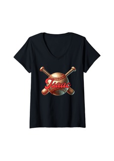 Isaac Mizrahi Womens Isaac Baseball Custom Name V-Neck T-Shirt