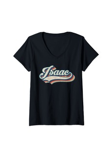 Isaac Mizrahi Womens Isaac Name Personalized Retro Men Women Boy Girl Vintage V-Neck T-Shirt