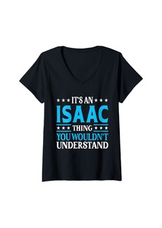 Isaac Mizrahi Womens Isaac Thing Surname Funny Team Family Last Name Isaac V-Neck T-Shirt