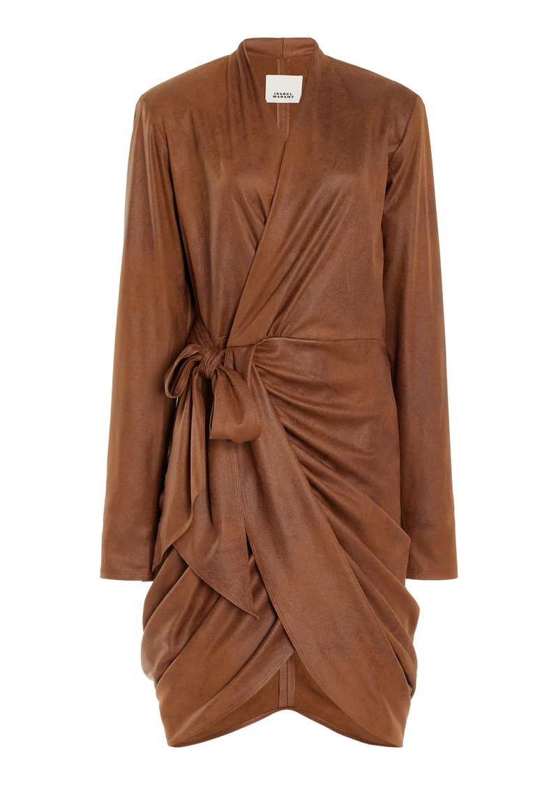 Isabel Marant Aleora Burnished Satin Mini Wrap Dress - Brown - FR 38 - Moda Operandi