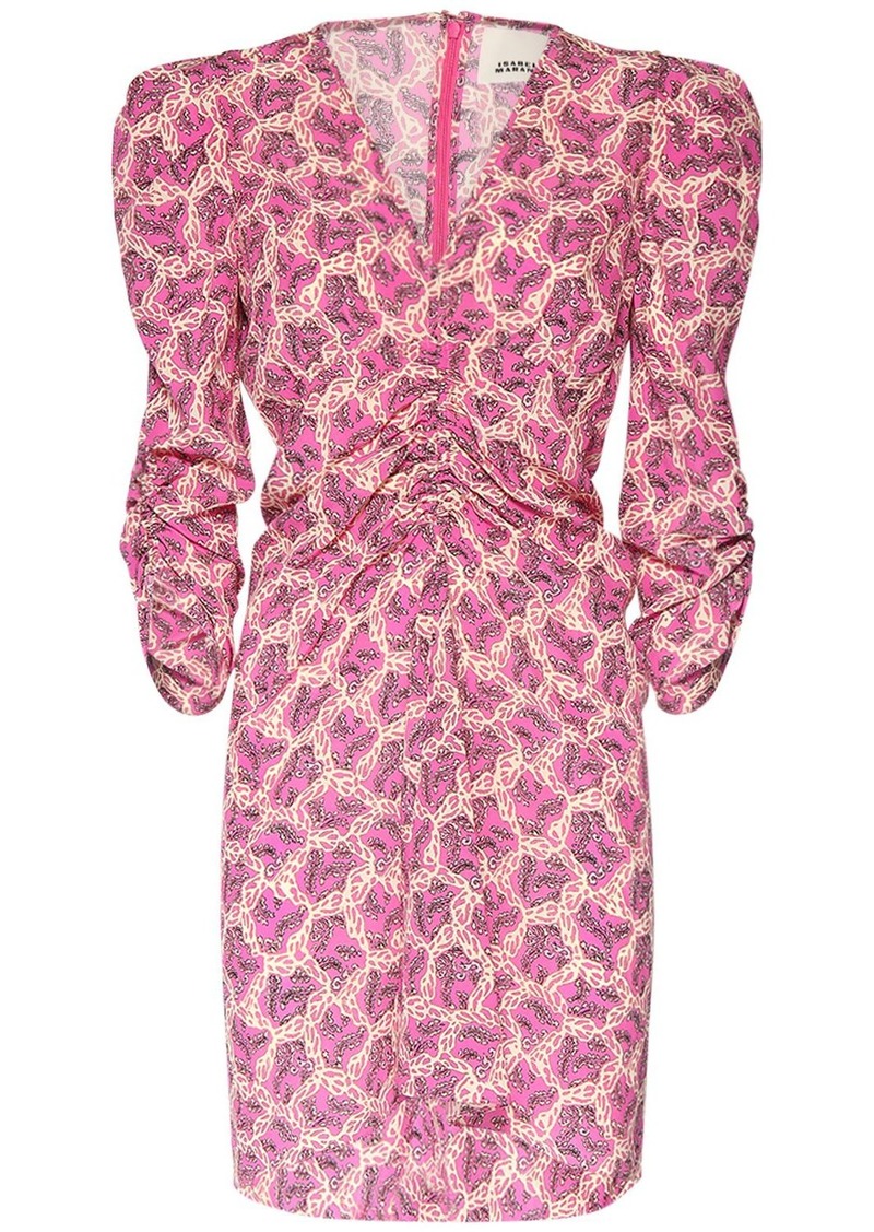 Isabel Marant Aliniza Gathered Floral Silk Mini Dress