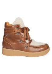 Isabel Marant Alpica Shearling-Trimmed Leather Hiking Boots