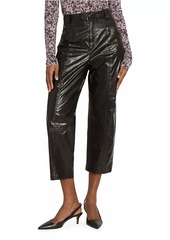 Isabel Marant Aude Faux-Leather Straight-Leg Crop Pants