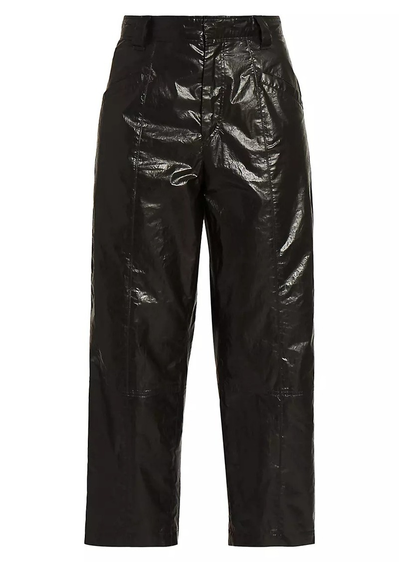 Isabel Marant Aude Faux-Leather Straight-Leg Crop Pants