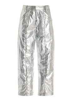 Isabel Marant Aude Metallic-Coated Cotton Wide-Leg Pants - Silver - FR 34 - Moda Operandi