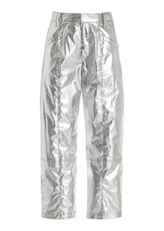 Isabel Marant Aude Metallic-Coated Cotton Wide-Leg Pants - Silver - FR 38 - Moda Operandi