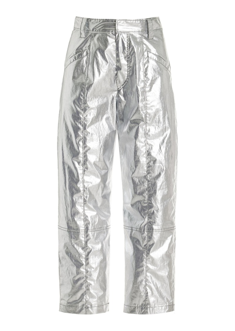 Isabel Marant Aude Metallic-Coated Cotton Wide-Leg Pants - Silver - FR 36 - Moda Operandi