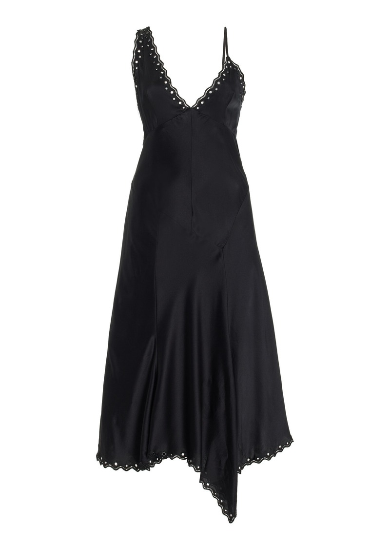 Isabel Marant Ayrich Lace-Trimmed Silk Midi Dress - Black - FR 34 - Moda Operandi