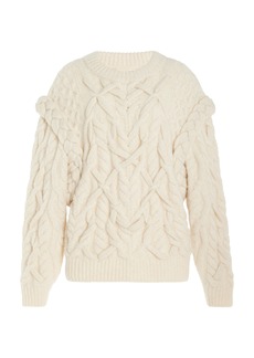 Isabel Marant Basiliane Cable-Knit Wool-Blend Sweater - White - FR 34 - Moda Operandi