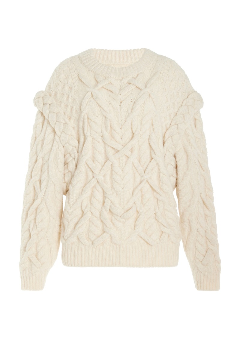 Isabel Marant Basiliane Cable-Knit Wool-Blend Sweater - White - FR 38 - Moda Operandi