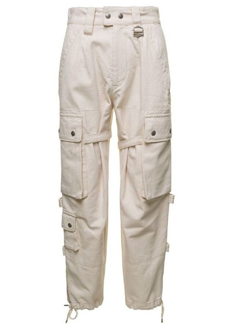 Isabel Marant Beige Cargo Pants with Pockets and Buckles in Cotton Woman
