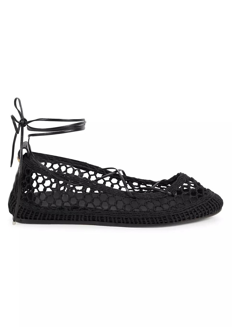 Isabel Marant Belna Crochet Ankle-Wrap Flats