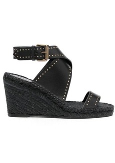 Isabel Marant Black Espadrille Wedge Sandals in Leather Woman