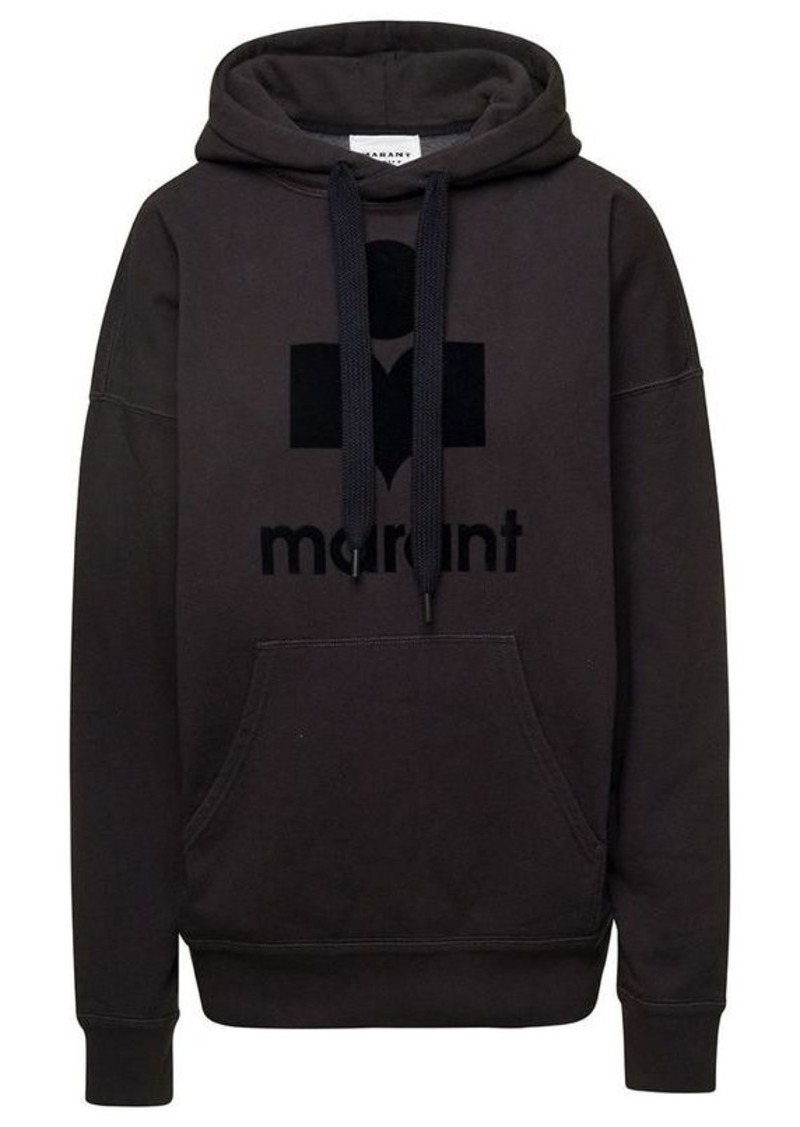Isabel Marant Black Hoodie with Tonal Logo Print in Cotton Blend Woman