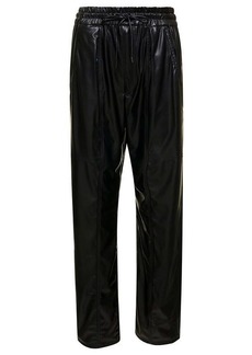 Isabel Marant 'Brina' Black Pants with Drawstring Closure in Shiny Faux Leather Woman