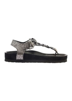 Isabel Marant 'Brook' Silver Sandals with Braided Design in Metallic Leather Woman