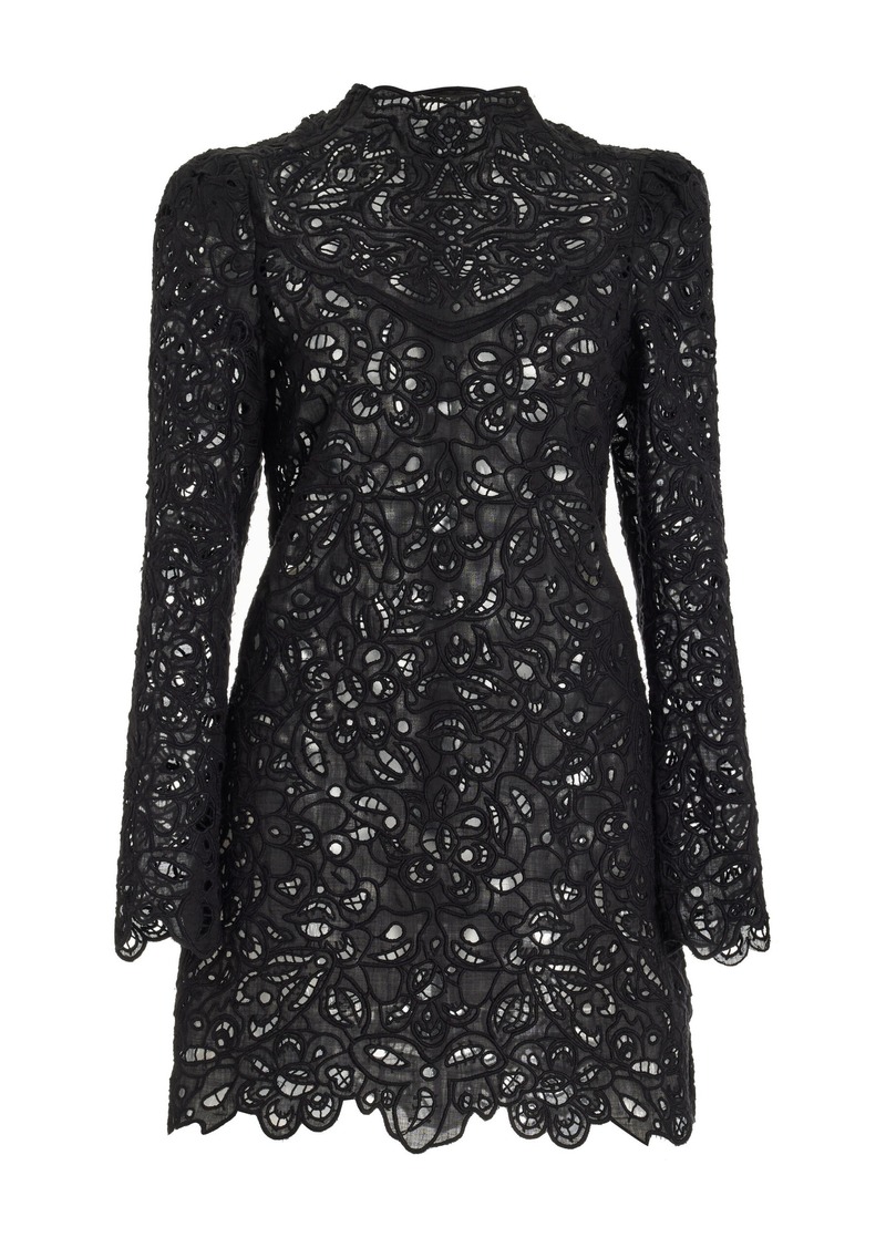 Isabel Marant Daphne Lace Ramie Mini Dress - Black - FR 34 - Moda Operandi