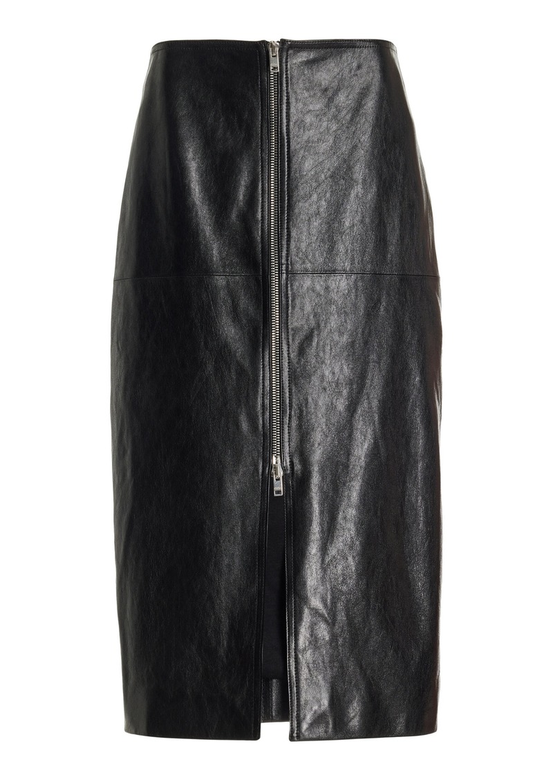 Isabel Marant Ediaz Leather Midi Skirt - Black - FR 36 - Moda Operandi