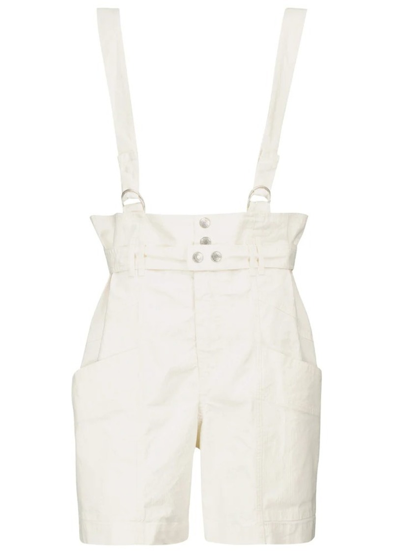 Isabel Marant Effie linen and cotton suspender shorts