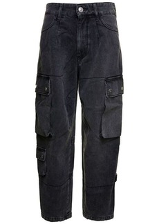 Isabel Marant 'Elore' Black High-Waisted Wide Jeans with Patch Pockets in Cotton Denim Woman