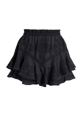 Isabel Marant Elsa Embroidered Ruffled Miniskirt