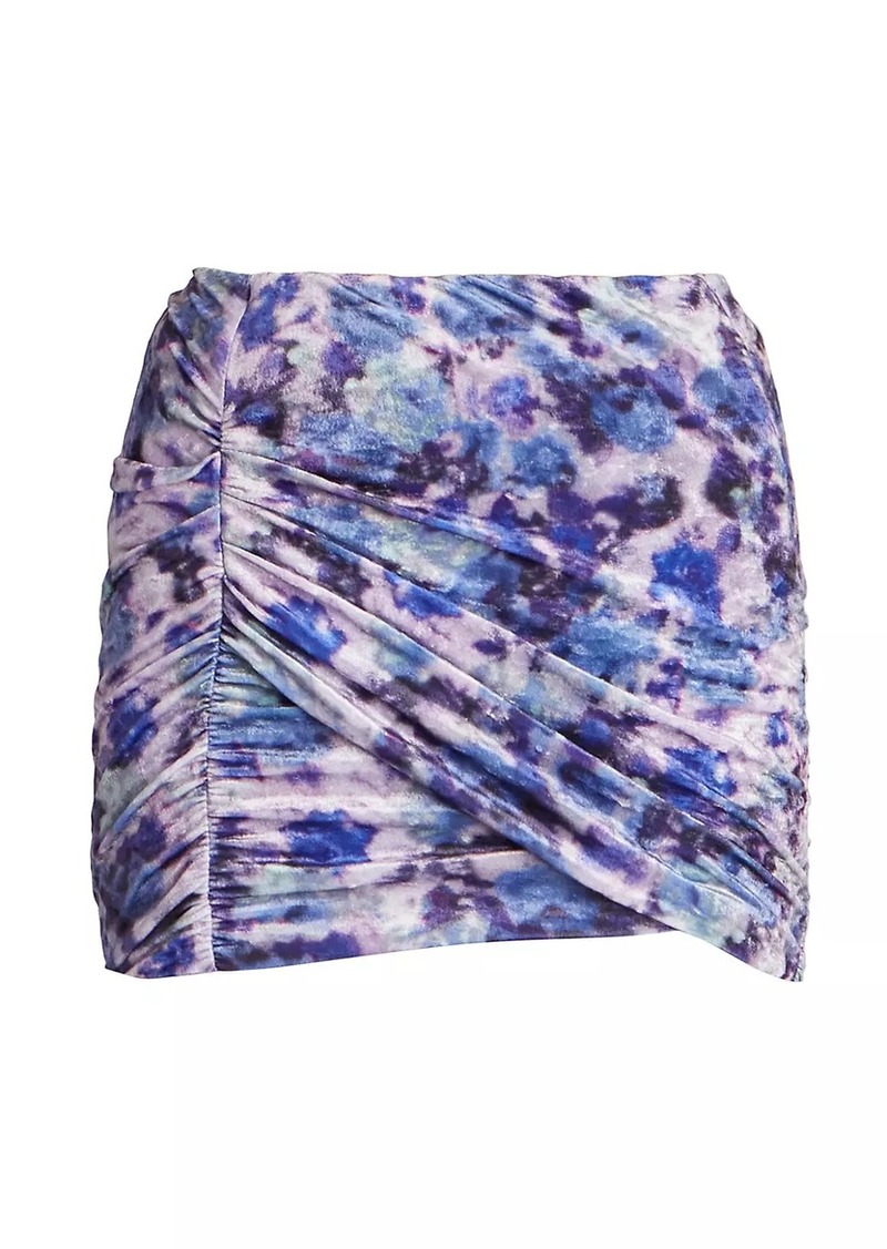 Isabel Marant Guilayo Floral-Print Velvet Miniskirt