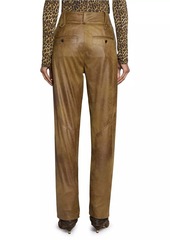 Isabel Marant Gwen Pleated Faux Leather Straight-Leg Pants