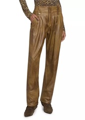 Isabel Marant Gwen Pleated Faux Leather Straight-Leg Pants